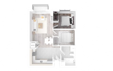 a floor plan of a house with a bedroom and a living room